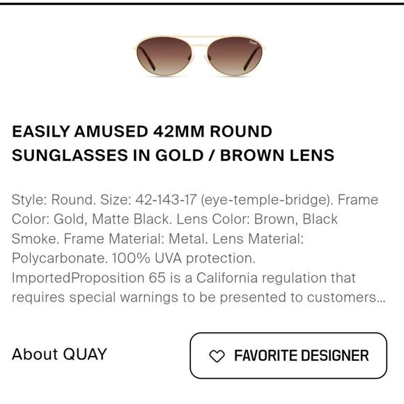 Quay Australia Easily Amused 44MM Round Sunglasses - Picture 6 of 11